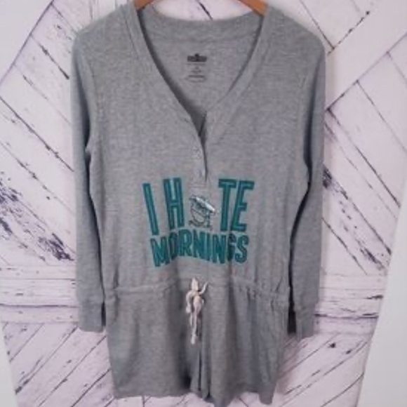 Vintage Sesame Street “I Hate Mornings” Gray Thermal Waffle Romper EUC Size L - Picture 4 of 11